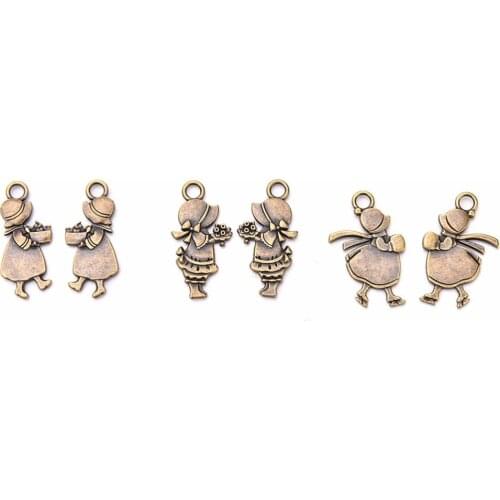 5pcs 3 styles 3cm pendants For Bags Clothes Bronze Color zipper head zipper pendant