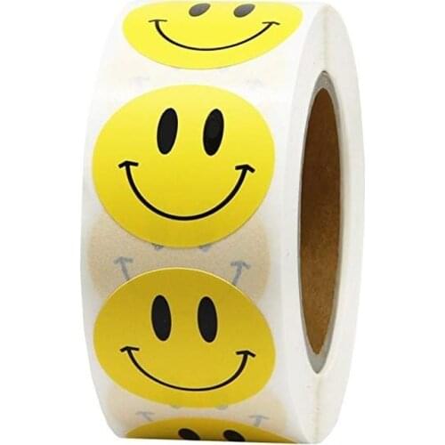 500 Pcs/roll Smiley Face Sticker for Kids Reward Sticker Yellow Dots Labels Happy Smile Face Expression Sticker Label Gift