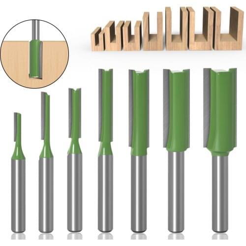 7PCS 6MM Shank Single Double Flute Straight Bit Milling Cutter For Wood Tungsten Carbide Router Bit Woodworking Milling Cutter
