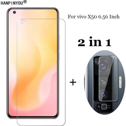 2-in-1 For vivo X50 6.56" Back Soft Fiber Camera Lens Protection Film + Front 9H 2.5D Tempered Glass Screen Protector