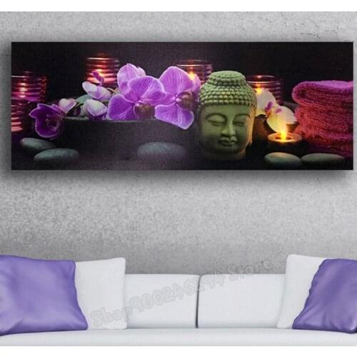 Large artwork 5d diamond painting purple Orchid Buddha zen stone Diamond Embroidery Cross Stitch rhinestone Painting,FF3259