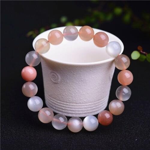 Natural Colorful Moonstone Orange Sunstone Bracelet Women Men Flash Light 8mm 10mm 12mm Stretch Crystal Clear Round Beads AAAAA