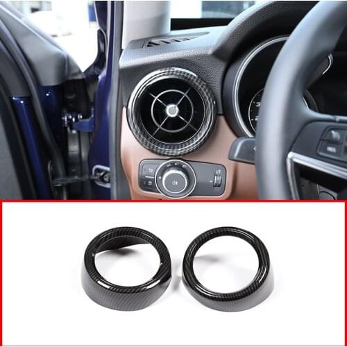 Carbon Fiber Style For Alfa Romeo Stelvio 2017 2018 2019 2020 ABS Plastic Front Side Air Conditioning Cover Frame Trim 2pcs