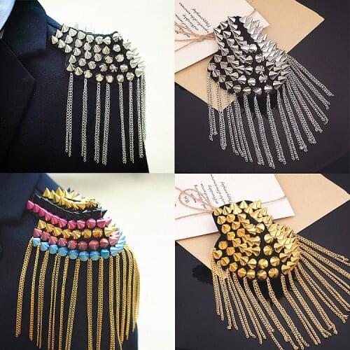 Handmade 0820BB epaulette jewelery tassel big shoulder brooch epaulet /epaulettes blazer accessories/pin