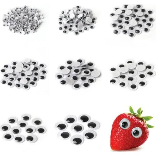 Multisize Eyes Self-Adhesive Wholesale Movable 5-24mm Eyes Plastic Wiggle Googly Used for Toy Doll Accessories DIY Kids Craft