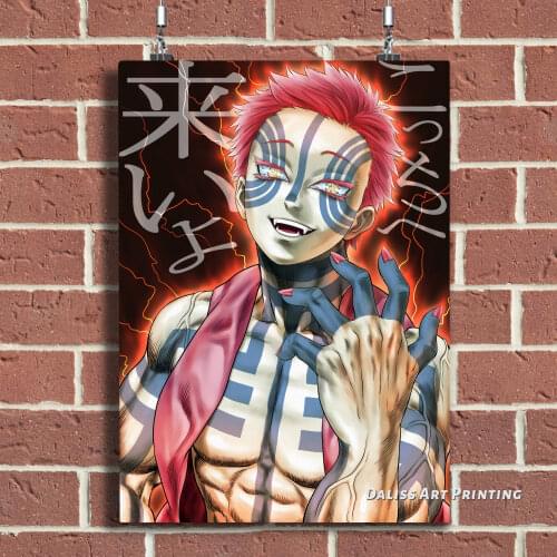 Canvas Anime Akaza Demon Slayer Pictures Home Decoration Paintings Poster HD Prints Wall Art Modular Living Room Framed
