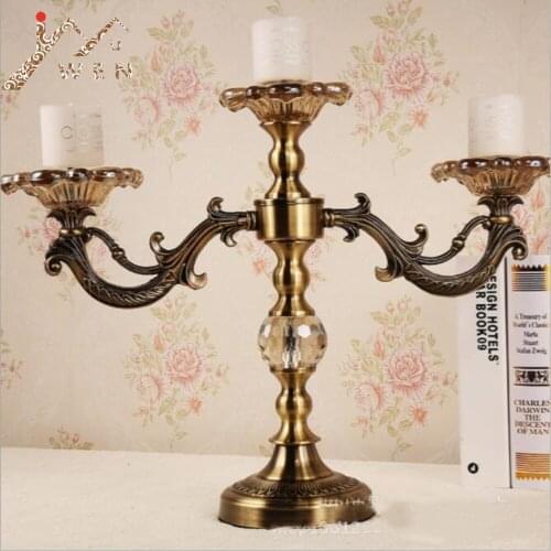 IMUWEN New Arrival Luxury Candelabras 48 CM Height 3-arms Metal Wedding Table Candle Holder Home And Hotel Decoration