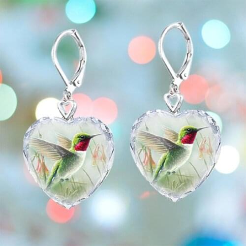Exquisite Romance Hummingbird Luxury Jewelry Earrings for Women Aesthetic Heart-Shaped Fashion Personality Aesthetic Accessories