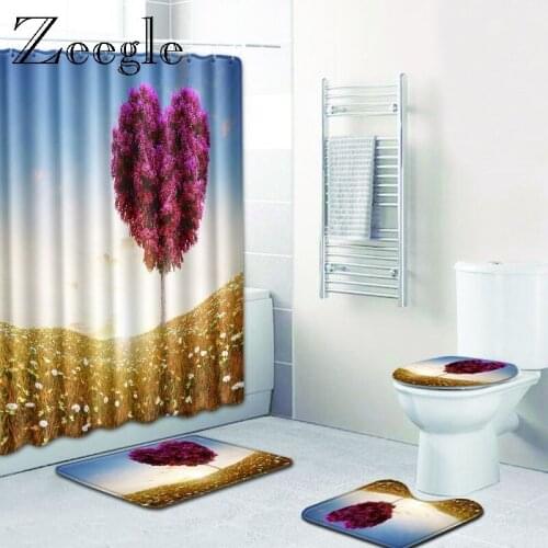 Bathroom Carpet Bath Mat Shower Curtain Kit Water Absorbent Toilet Rug Non Slip Bath Mat Toilet Mat With Bathroom Shower Curtain