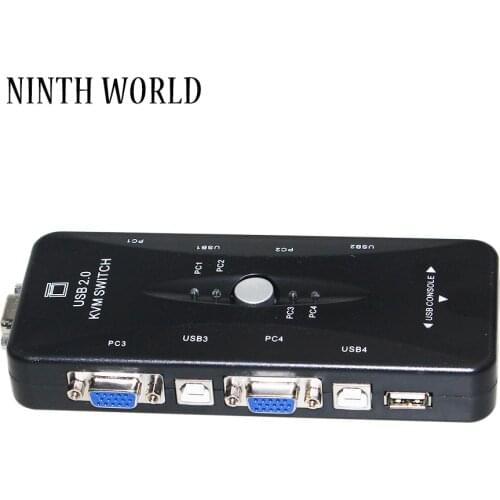 New USB2.0 KVM Switch 4 Ports Selector VGA Print Auto Switch Moniter Box VGA Splitter V322 USB 2.0 KVM Switch