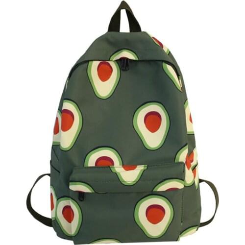 Cute Avocado Green Backpack Fashion Nylon Carrot Fruit Print Rucksack Women Large school bagpack for teenage girl mochilas mujer