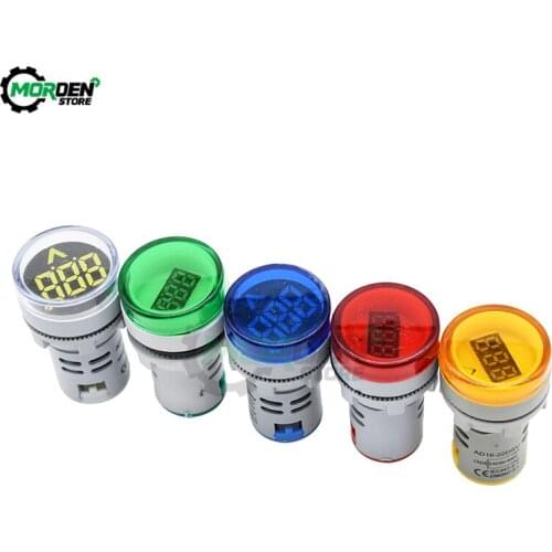 Mini Digital Voltmeter AC 20-500V Volt Voltage Tester 22mm Round Meter Monitor Power LED Indicator Pilot Lamp Light Display