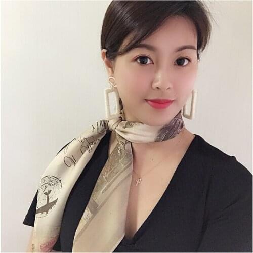 Fashion 70*70cm Head Square Silk Scarf Women Headband Fashion Print Neck Scarfs Office Hair Band Hand Kerchief Female Bandana