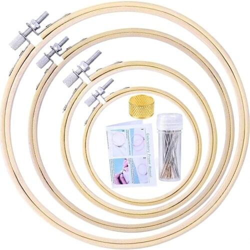 Imzay 37PCS Cross Stitch Hoop Set include Embroidery Hoops, Cross Stitch Circle, Sewing Needles, Thimble, Instruction