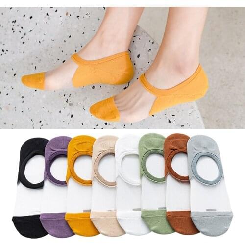 Women Sock Slippers 2020 New Fashion Color Summer Style Thin Women No Show Transparent Ankle Socks Trendy Women Invisible Socks