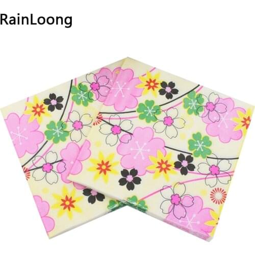 [RainLoong] Printed Paper Napkin Flower Para Festas & Party Supply Accessories Tissue Servilleta 33*33cm 1 pack (20pcs/pack)