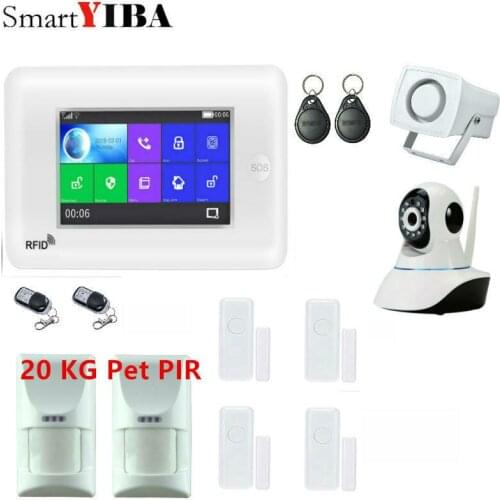SmartYIBA APP Control WIFI GSM Alarm 4.3inch Touch Screen Home Burglar Security Alarm System with IP Camera