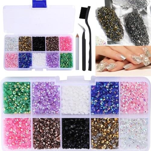 Resin Nail Art Rhinestones/Non Hotfix Resin Rhinestones Mixed Color Crystal Flatback Rhinestones for Nail Art Craft Decorations