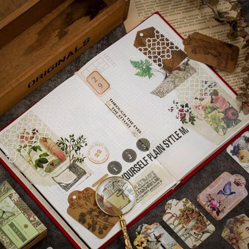 50 pcs/lot Vintage Plant flower tag Kraft paper Sticky Notes Memo Pad Diary Stationary Flakes Scrapbook Decorative Message card