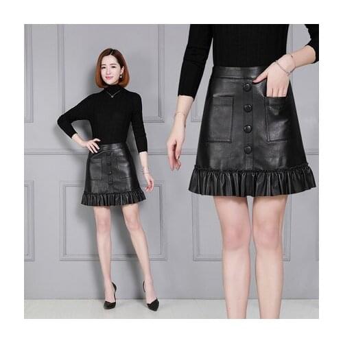 Top brand Genuine New Fashion Sheep Leather Skirt K69 high quality