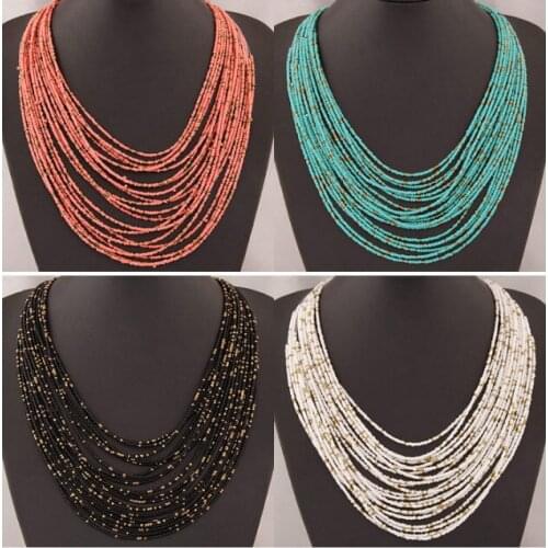 Women Beads Necklace Bohemia Ethnic Measly Temperament Multilayer Necklaces For Women Chokers Fashion Jewelry HOT