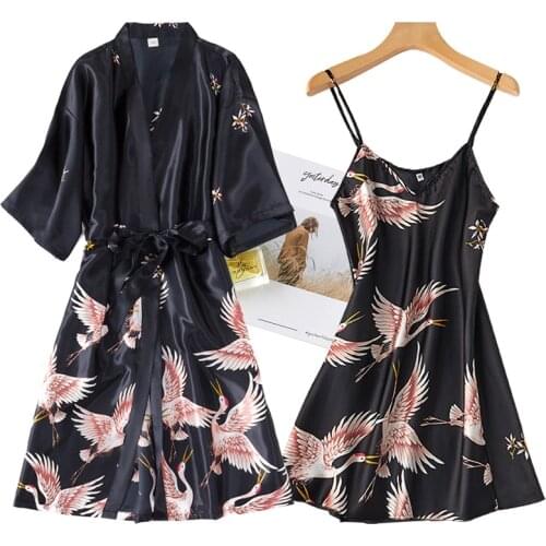 Women Rayon 2PCS Robe Set Bride Bridesmaid Wedding Robe Gown Lace Sexy Kimono Bathrobe Night Dress Casual Nightgown Sleepwear