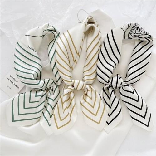 Luna&Dolphin Women Northern Europe Natural Silk Square Scarf 70x70cm Rose Strip Headbands Vintage Bandana Bag Neckerchief Hijab