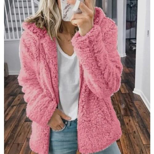 2021 Fall Winter Womens Plush Hooded Coat Female Zipper Thickened Coat Casaco Femminim Cardigan Women Bluse De Frio Feminina