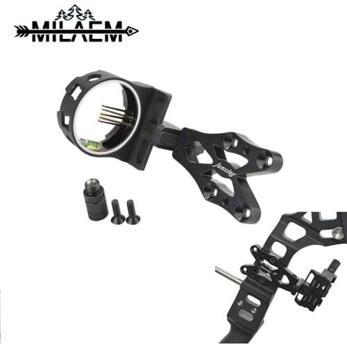 1pc Archery Compound Bow Sight Micro Adjust 5 Pin 0.019" Optical Sight With Sight Light Outdoor Sports Shooting Accessories