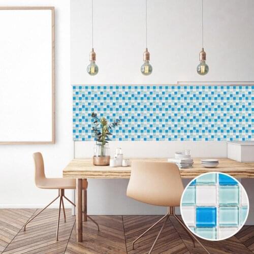 10Pcs/Set Wall Stickers DIY Scratch-Resistant Eco-Friendly Tile Stickers Waterproof 3D Mosaic Removable Tile Decals for Bathroom