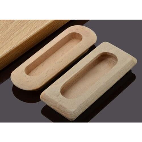 10PCS/Lot Unpainted Solid Wood Recessed Handle Built-in Pull Integral Knob For Cabinet Cupboard Closet Round