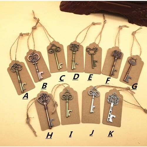 110Pieces Vintage Beer Opener Keychain with Tag Card Wedding Favors and Gifts for Guest Party Favors for Wedding Decoration
