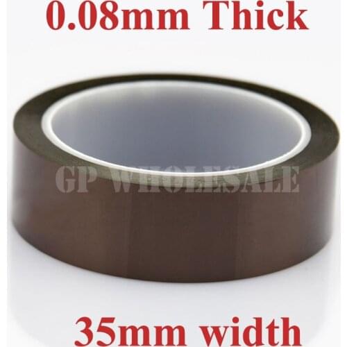 1x 35mm*33M*0.08mm (80um) Adhesive Polyimide Film Tape Capacitance Motor Transformer Coil Insulate Tape, High Temperature Resist