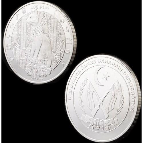 2016 Egyptian Mythology Cat God Bastet Coin with Silver Plated Commemorative Coins Home Decoration