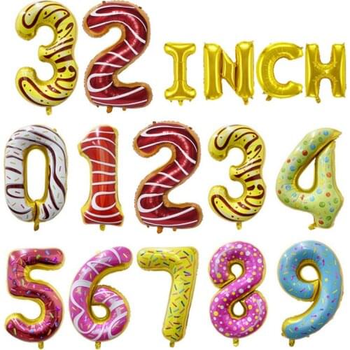 32 Inch Big Number Balloons Big Cartoon Foil Digit Globos Children Birthday Ballon Christmas Party Decorate Celebrate Accessory