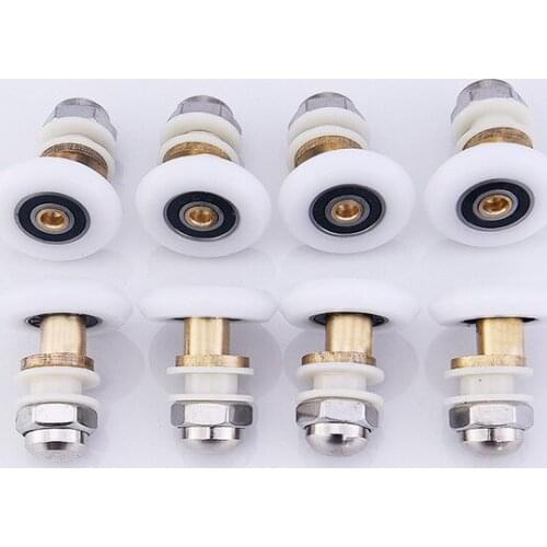 4pc-8pc/set 19/23/25/27mm Brass Nylon Single partiality Runner Wheel Pulley Door Rollers Sliding Doors Shower Cabin Accessories
