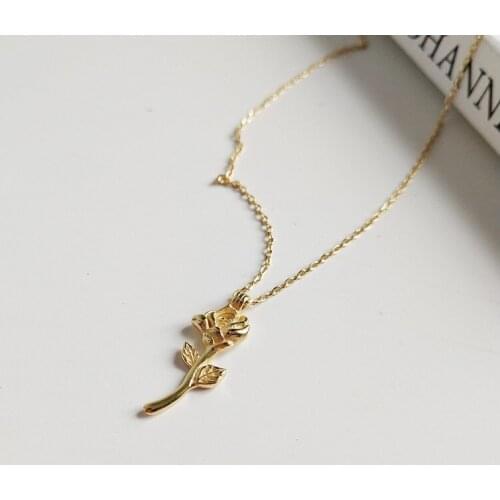 925 Sterling Silver Plated 18K Gold Rose Elegant Wedding Fashion Party Retro Necklace Chain Luxury Jewelry for Women Gift New