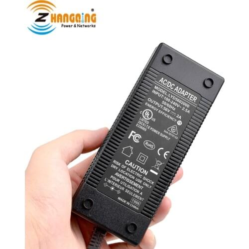 UL, FCC Power Adapter, 56 volt 120 watt 2.5 amp power supply for PoE injectors with 2.1mm x 5.5mm DC connector