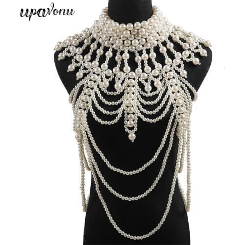 Free Shipping 2020 Luxury Unique Pearl Body Chains Jewelry For Women Bridal Wedding Gift Elegant Shawl Jewelrys Brand Design