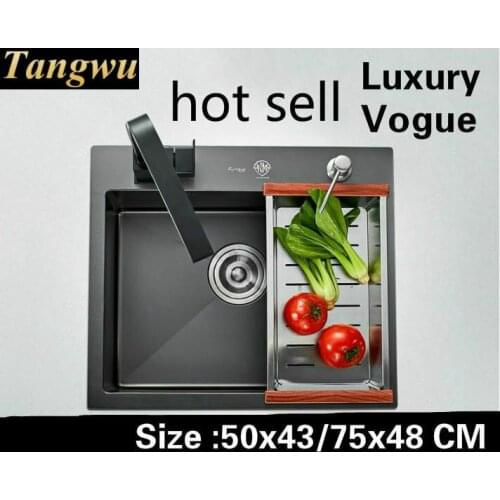 Free shipping Home kitchen manual sink single trough vogue wash vegetables 304 stainless steel high quality 50x43/75x48 CM