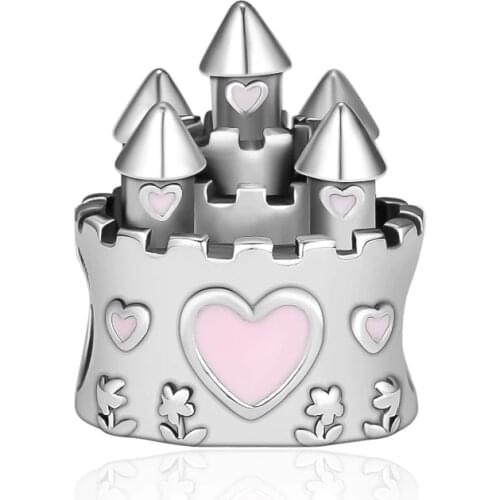 CKK 925 Sterling Silver Dream Castle Metal Beads Fits Pandora Bracelet Argent DIY Charms Jewelry Making Accessories kralen