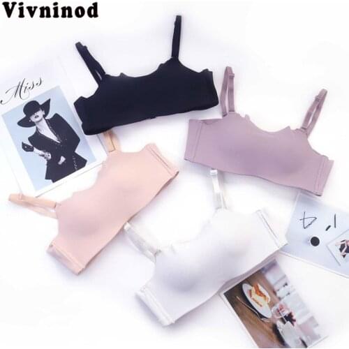 Ultra Thin Small Chest Bra Comfortable Glossy Wireless Seamless Bras Push Up With Wedding and Dress Strapless Shoulder UnderWear