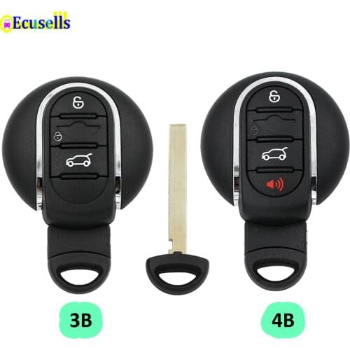 3/4 buttons Smart keyless entry Remote Car Key shell case Fob for BMW mini cooper 2007-2014 with emergency key