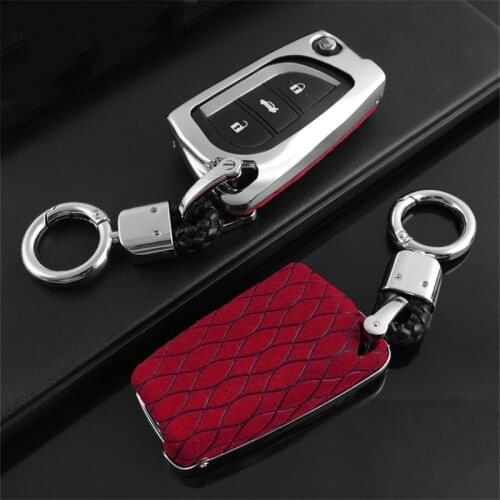 Car Suede Leather Remote Key Case Cover For Toyota Land Cruiser Prado Camry Prius Crown CHR C-HR Fortuner Land Cruiser 200 LC200