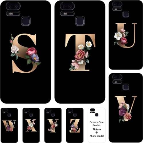 Flower 26 English Name Letters Custom Initial Case For ASUS ZenFone 3 Zoom ZE553KL 5.5" Soft Silicone Cover