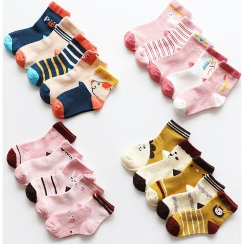 Baby Stuff Kids Cute Socks Winter Warm 5 Pairs Pack Cartoon Cotton Toddler Baby Knitted Socks Boutique Baby Girl Boy Long Socks