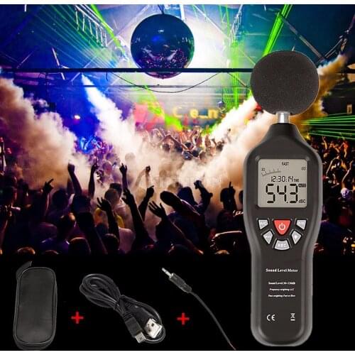 DHL 5PCS 30 To 130dB LCD Digital Sound Level Decibel Meter Tester Noise Measurement Tools (Color: Black)