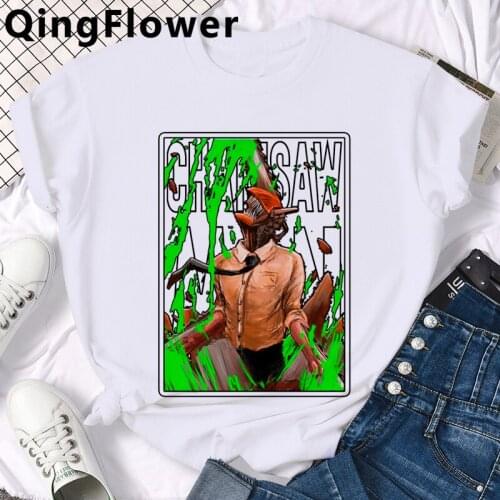 Anime Chainsaw Man t-shirt male white t shirt grunge ulzzang aesthetic couple clothes top tees clothes aesthetic harajuku kawaii