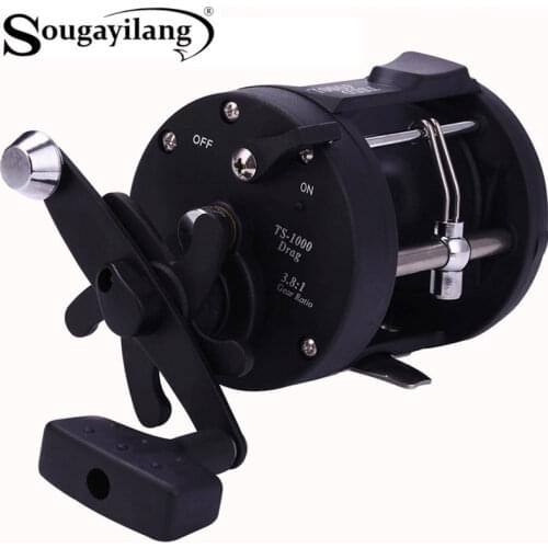 Sougayilang Saltwater Fishing Reels TSSD 3000L-4000L Trolling Drum Fishing Reel Saltwater Right Hand Black Sea Fish Reel