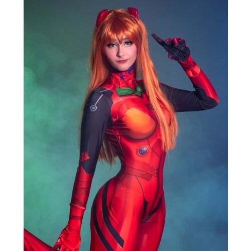 Adults Kids Asuka Cosplay Costumes Female Woman Girls EVA Asuka Langley Soryu Superhero Costume Zentai Suit Halloween Bodysuit